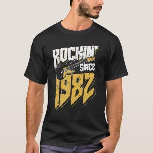 T-shirt Rockin' Depuis 1982 Vintage Rock Music Fan 40Th Bi