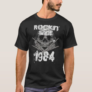 T-shirt Rockin Depuis 1984 Grunge Skull Hands Rock Anniver