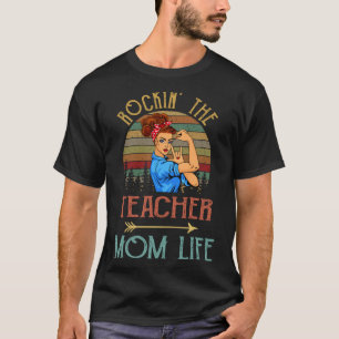 T-shirt Rockin L'Enseignant Maman Vie Vintage