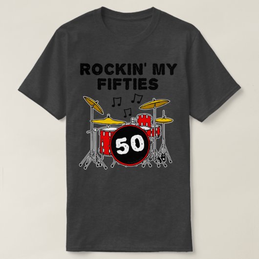 T-shirt Rockin My Fifties Drummer Drum Kit 50e anniversair (Design devant)