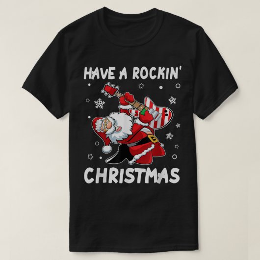T-shirt Rockin’ Santa | Funny Christmas Guitar Design (Design devant)