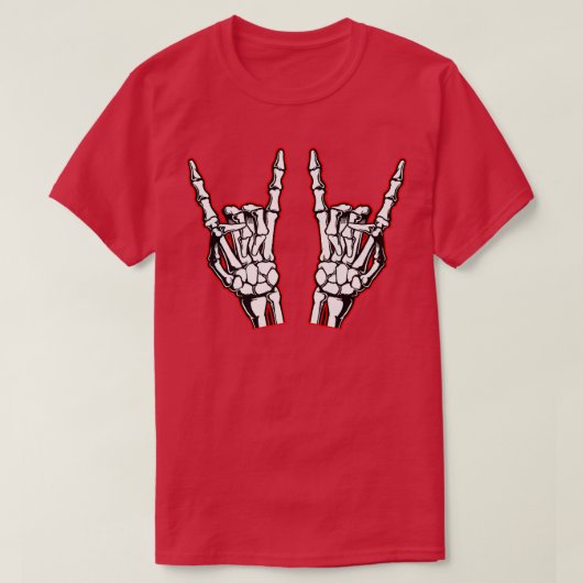 T-shirt Rockin Sur Rocker Star Skeleton Mains Graphisme C (Design devant)