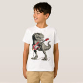 T-shirt Rockin' T-Rex : Dinosaure Jouant de la guitare éle (Devant entier)