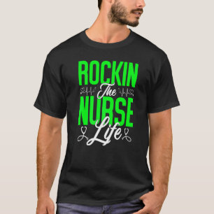 T-shirt Rockin The Nurse Life Heartline Infirmières Stetho