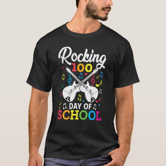 T-shirt Rocking 100 Days of School Music Item Guitar Graph (Devant)