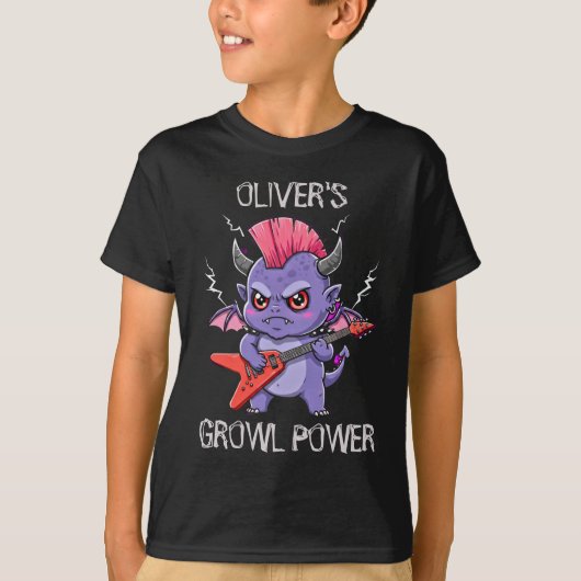 T-shirt Rocking Baby Dragon - Growl Power (Devant)