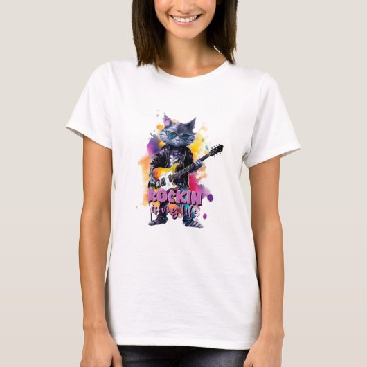 T-shirt Rocking Est Ma Vie Kitty (Devant)