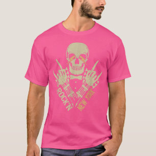 T-shirt Rockn New York Rock & Roll Skeleton Guitare Music