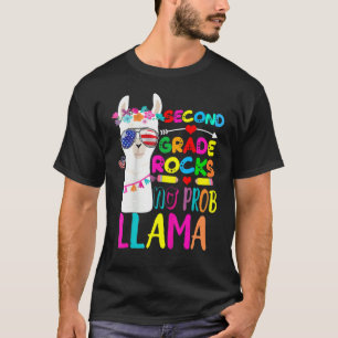 T-shirt Rocks de 2e année Pas de Prob Enseignant Llama Ret