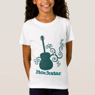 T-Shirt Rockstar Guitar Girl's T-shirt, Turquoise foncé