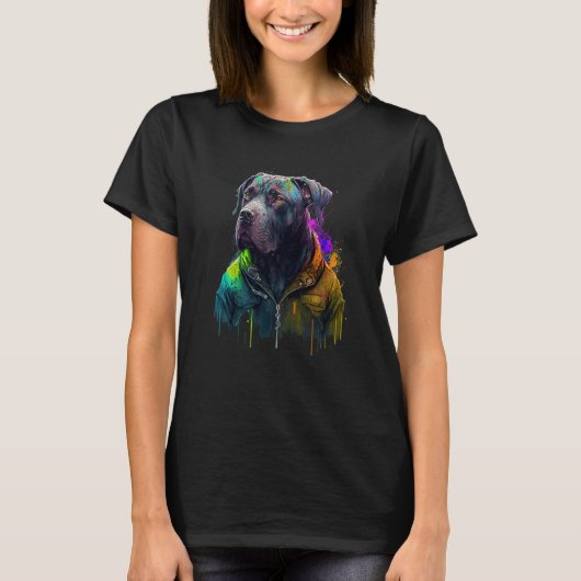 T-shirt Rockstar portrait italian mastiff Cane Corso (Devant)