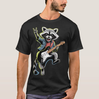 T-shirt Rockstar Raccoon with Electric Guitar vintage fami