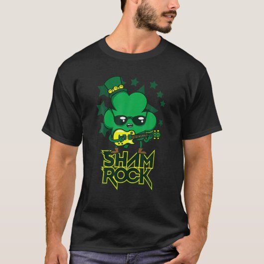 T-shirt Rockstar Shamrock Et Roulez Drôle St Patrick Day V (Devant)