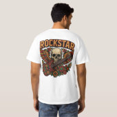 T-shirt Rockstar Skull Guitar Wings – Bold Floral Embroide (Dos entier)