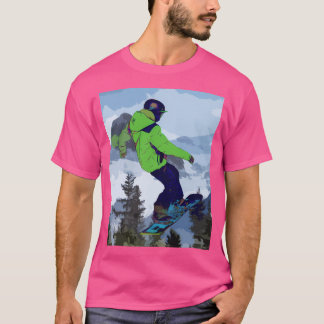 T-shirt Rocky Mountain Snowboarder - Three Sisters Mountai