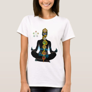 T-SHIRT RODE D'ASCLEPIUS 7 CHAKRAS, YOGA LOTUS POSE