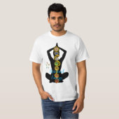T-SHIRT RODE D'ASCLEPIUS 7 CHAKRAS, YOGA LOTUS POSE (Devant entier)