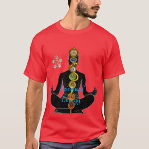 T-SHIRT RODE D'ASCLEPIUS 7 CHAKRAS, YOGA LOTUS POSE