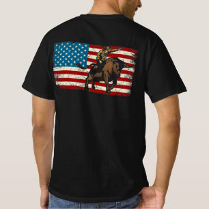 T-shirt Rodeo Bull Rider Drapeau américain patriotique