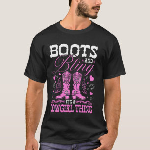T-shirt Rodéo Country Cowgirl Boots Et Bling