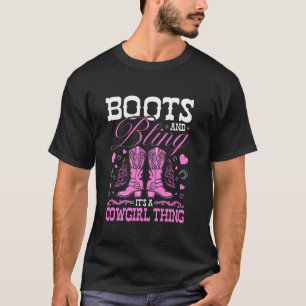 T-shirt Rodéo Country Cowgirl Bottes Et Bling Western