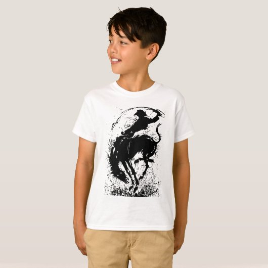 T-shirt Rodéo Cowboy Dynamique Silhouette (Devant entier)