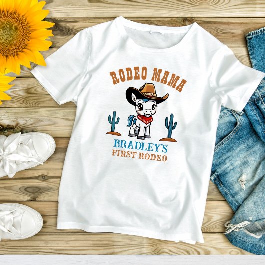 T-shirt Rodeo mama cowboy bébé cheval fête d'anniversaire