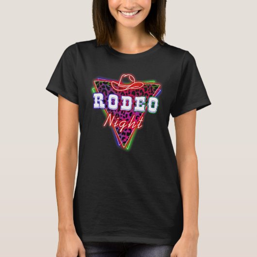 T-shirt Rodeo Night Leopard Neon Cowboy Casquette (Devant)