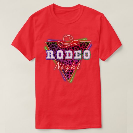 T-shirt Rodeo Night Leopard Neon Cowboy Hat672 (Design devant)