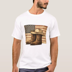 T-shirt Rodéo rustique patriotique Western Americana