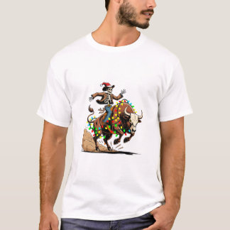 T-shirt Rodéo Santa Noël drôle Cowboy Vacances Humour