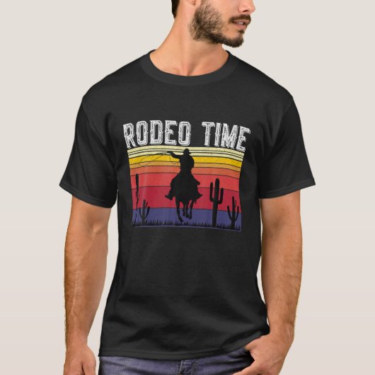T-shirt Rodeo Time Cowboy Lasso Wranglers Horse Retro Vint (Devant)