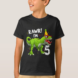 T-shirt Roh je suis 5 Anniversaire 5 ans T Rex Dinosaure D