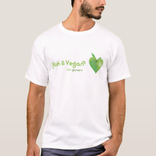 T-shirt Roh & Vegan de tout son coeur (coeur de pomme vert