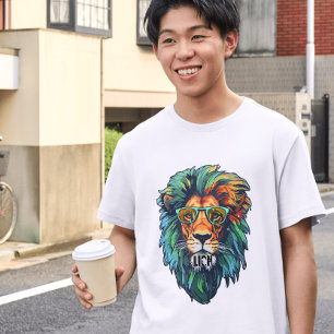 T-shirt Roi Cool – Lion Coloré avec Lunettes de Soleil Des