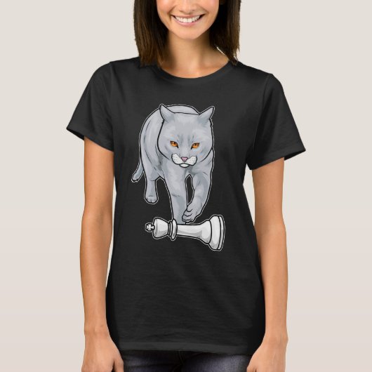 T-shirt Roi de pièce d'échecs Chat (Devant)