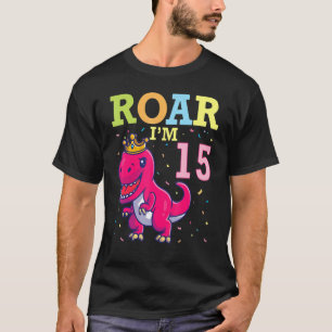 T-shirt Roi Dinosaur Dance Happy My Birthday Roar I'm 15