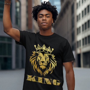 T-shirt Roi Graphic avec couronne Lion d'or coloré Hommes