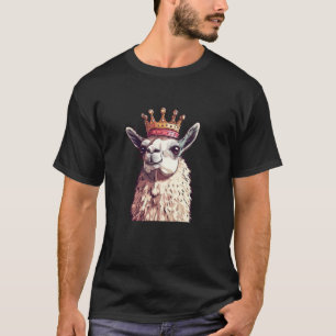 T-shirt Roi Lama Drôle avec une tenue de Couronne Dorée