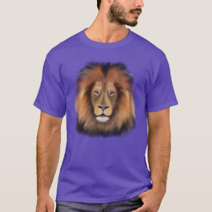 T-shirt roi lion de la jungle réaliste homme aquarelle