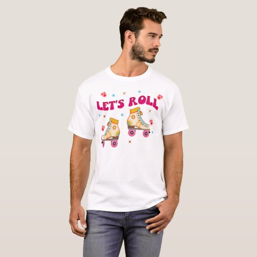 T-shirt Roll Roller Skate Retro Amateurs de patinage (Devant entier)