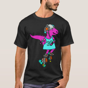 T-shirt Roller derby roller patinage rose dinosaure