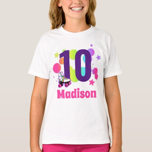 T-shirt Roller Skate Anniversaire Fête Age Chemise (Devant)