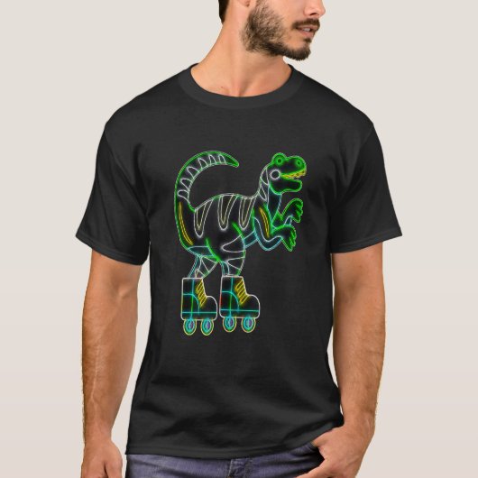 T-shirt Roller Skate Dinosaure Patinage Trex Rollerblades  (Devant)