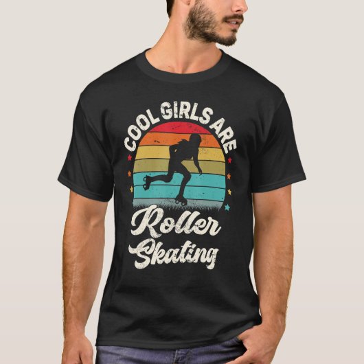 T-shirt Roller Skater Retro Cool Girls Are Roller Skating (Devant)