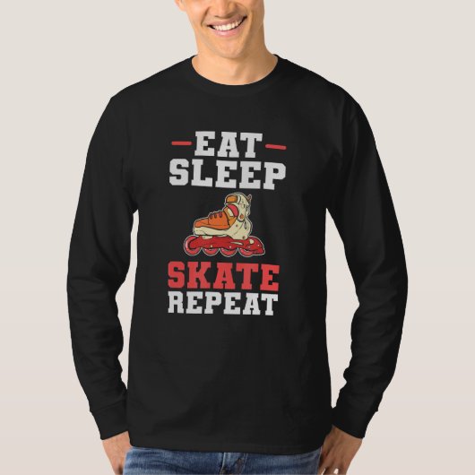 T-shirt Roller Skates Manger Sleep Skate Répéter (Devant)