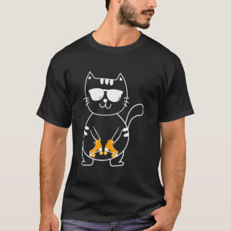 T-shirt Roller Skating Cat Skater Roller Skates Roller Ska