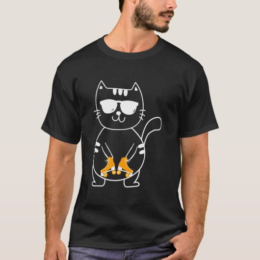 T-shirt Roller Skating Cat Skater Roller Skates Roller Ska (Devant)