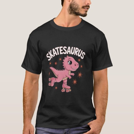 T-shirt Roller Skating Dinosaur T-Rex Skate Dino Funny Rol (Devant)