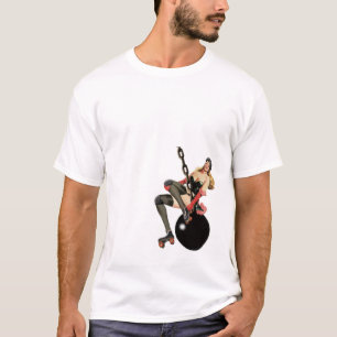 T-shirt Rollergirl sur une boule de destruction
